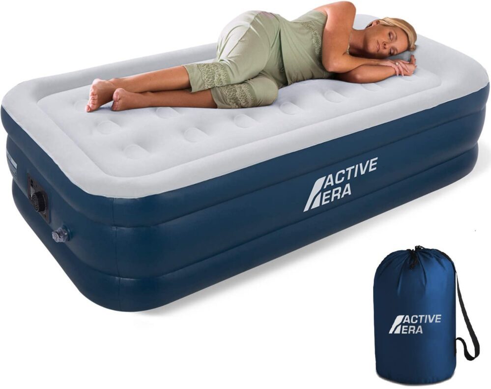 This is an example of a twin-size air mattress from Amazon that can accommodate one sleeper.