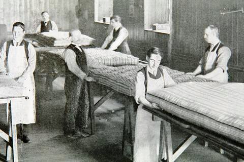 a horsehair mattress factory in the past. Image source glencraft.luxury