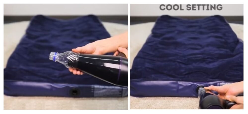 you can use a hair dryer on low heat to inflate your air mattress